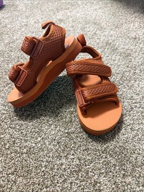 fabkids Orange Mesh Hook-and-Loop Kids' Sandals